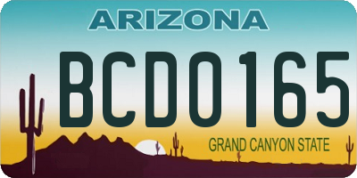 AZ license plate BCD0165