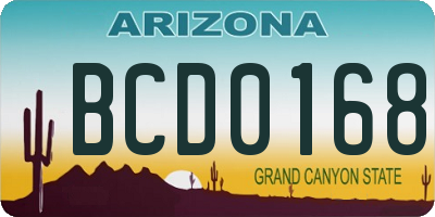 AZ license plate BCD0168