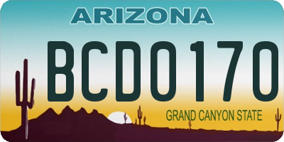 AZ license plate BCD0170