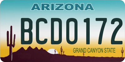 AZ license plate BCD0172