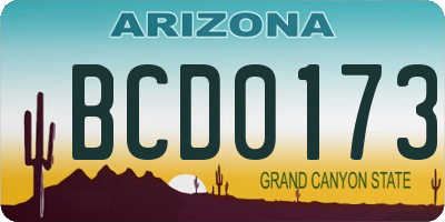 AZ license plate BCD0173