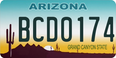 AZ license plate BCD0174