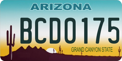 AZ license plate BCD0175