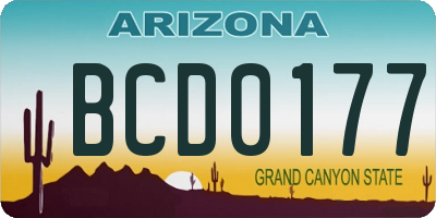 AZ license plate BCD0177