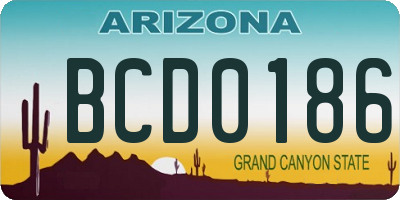 AZ license plate BCD0186