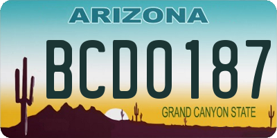 AZ license plate BCD0187