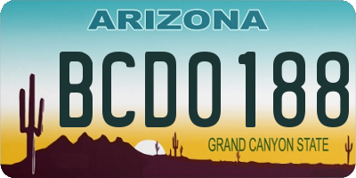 AZ license plate BCD0188