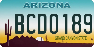 AZ license plate BCD0189