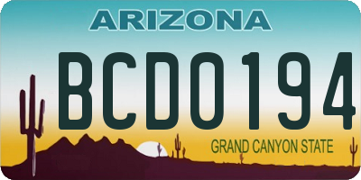 AZ license plate BCD0194