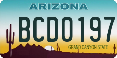 AZ license plate BCD0197