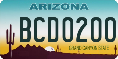 AZ license plate BCD0200