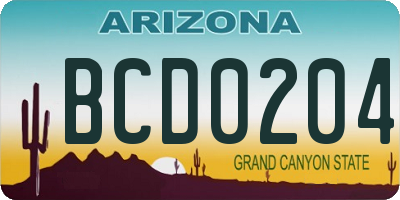 AZ license plate BCD0204