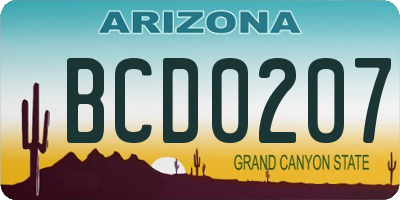 AZ license plate BCD0207