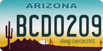 AZ license plate BCD0209