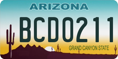 AZ license plate BCD0211