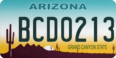 AZ license plate BCD0213