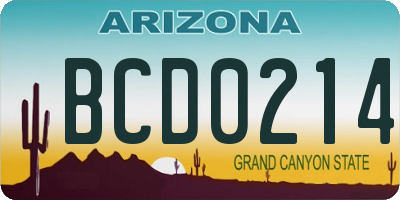 AZ license plate BCD0214