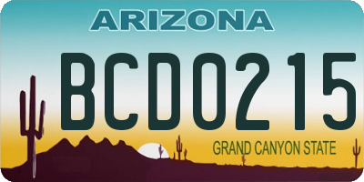 AZ license plate BCD0215