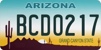 AZ license plate BCD0217