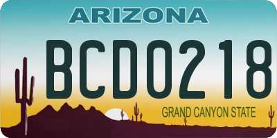 AZ license plate BCD0218