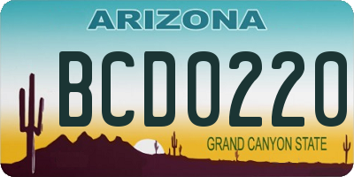 AZ license plate BCD0220