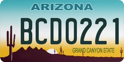 AZ license plate BCD0221