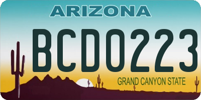 AZ license plate BCD0223