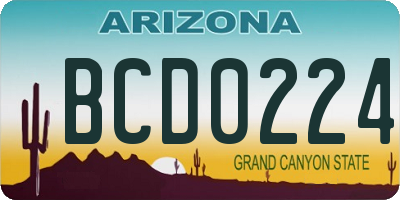 AZ license plate BCD0224