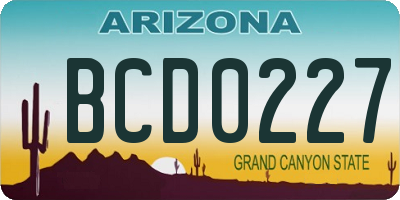 AZ license plate BCD0227