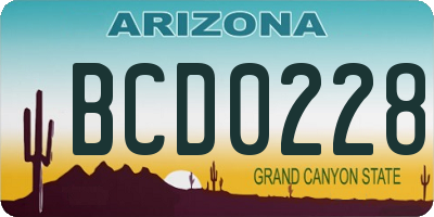 AZ license plate BCD0228