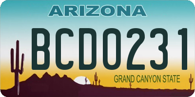 AZ license plate BCD0231