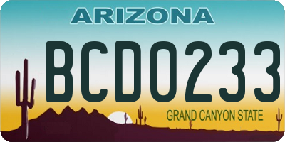 AZ license plate BCD0233