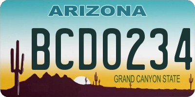 AZ license plate BCD0234