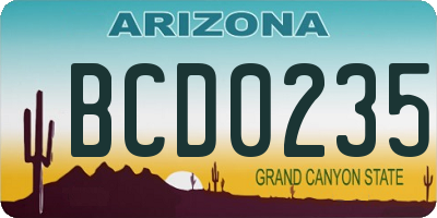 AZ license plate BCD0235