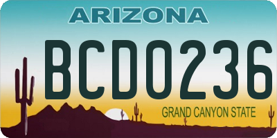 AZ license plate BCD0236