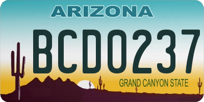 AZ license plate BCD0237