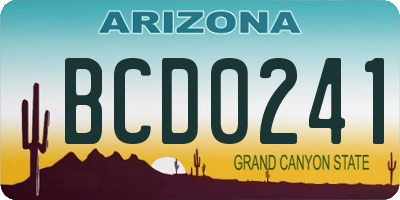 AZ license plate BCD0241