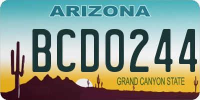 AZ license plate BCD0244