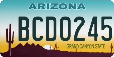 AZ license plate BCD0245