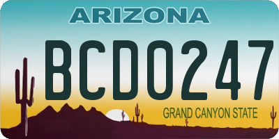 AZ license plate BCD0247