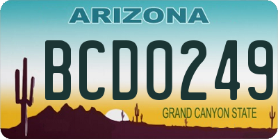 AZ license plate BCD0249