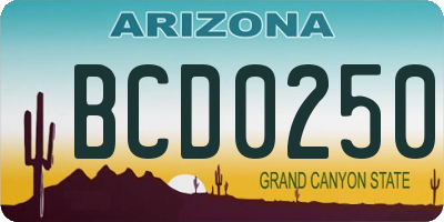 AZ license plate BCD0250