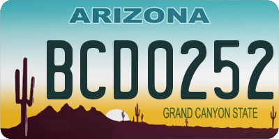 AZ license plate BCD0252