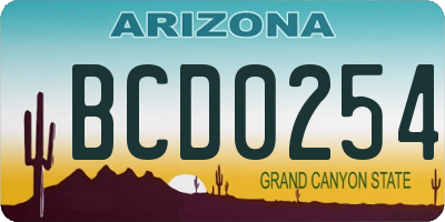 AZ license plate BCD0254