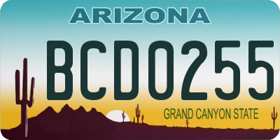 AZ license plate BCD0255