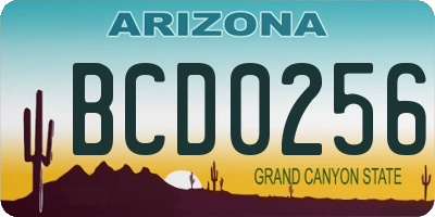 AZ license plate BCD0256