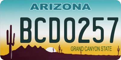 AZ license plate BCD0257