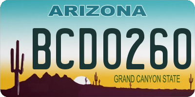 AZ license plate BCD0260