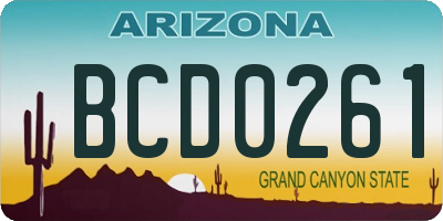 AZ license plate BCD0261