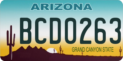 AZ license plate BCD0263